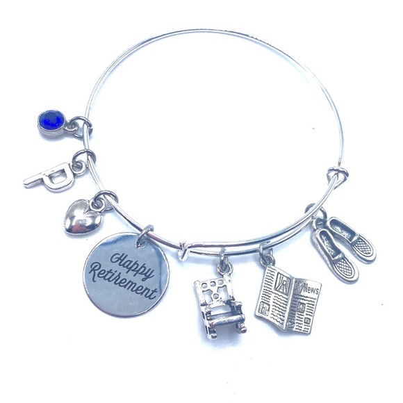 Retirement Charm Bracelet Rocking Chair Newspaper Slippers Charms - Picture 6 of 7